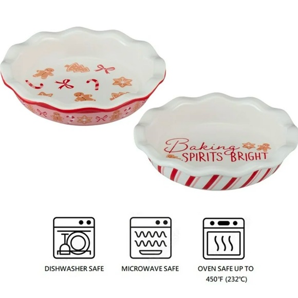 Holiday Time GINGERBREAD AND STRIPES Stoneware Mini Pie Plate Set NEW - Picture 10 of 10